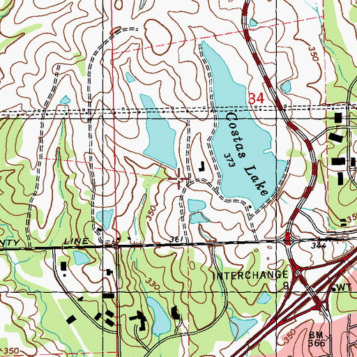 Topographic Map of Little Costas Lake Dam, MS