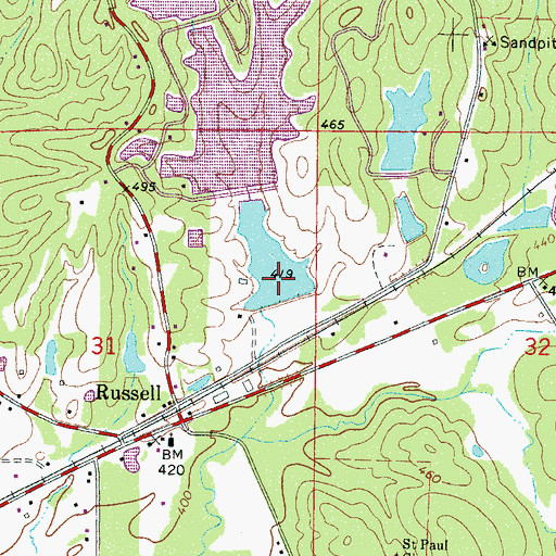 Topographic Map of Cagal Lake Dam, MS