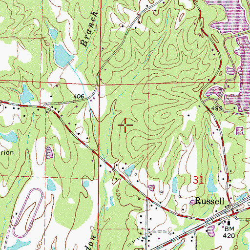 Topographic Map of Richard Randell Pond Dam, MS