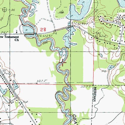 Topographic Map of Ned Locklard Pond Dam, MS