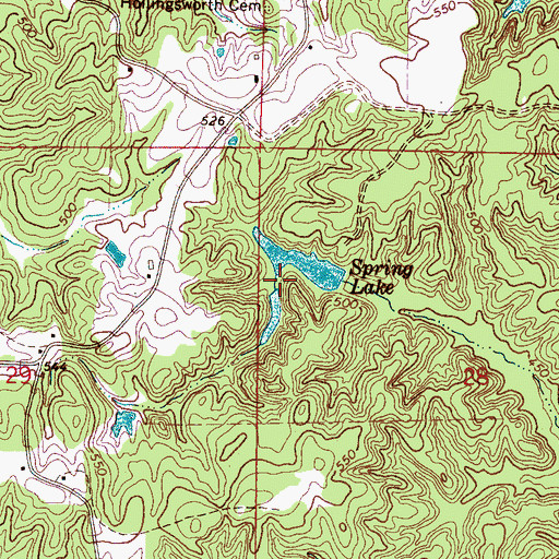 Topographic Map of Spring Lake Hunting Club Lake Dam, MS