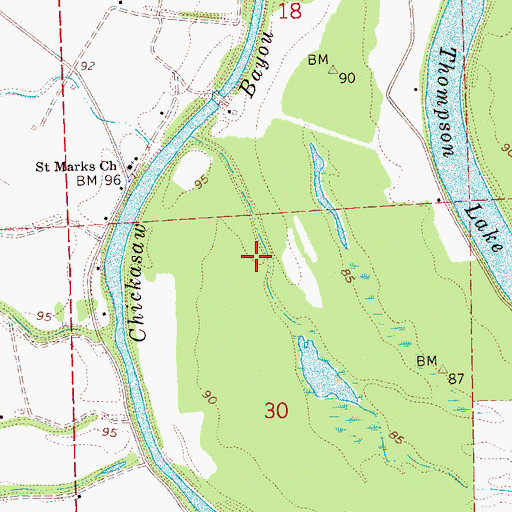 Topographic Map of Chickasaw Bayou Dam, MS