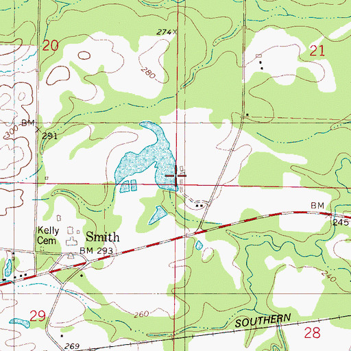 Topographic Map of H A Pickett Lake Dam, MS
