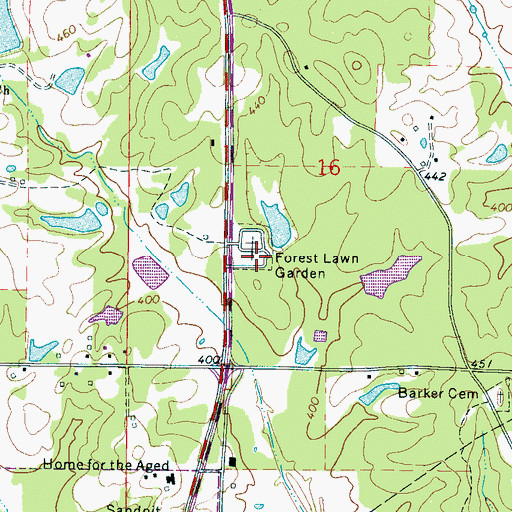 Topographic Map of Memorial Park Cemetery Pond Dam, MS