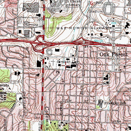 Topographic Map of Central Baptist Academy, AR