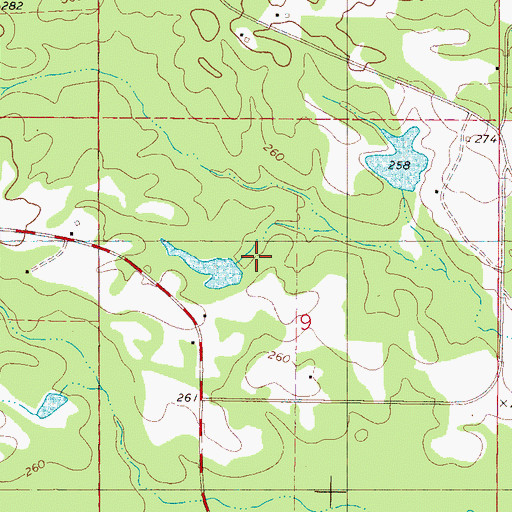 Topographic Map of W T Simmons Pond Dam, MS