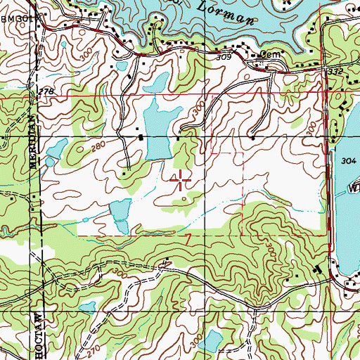 Topographic Map of Wallace Harrison Lake Dam, MS