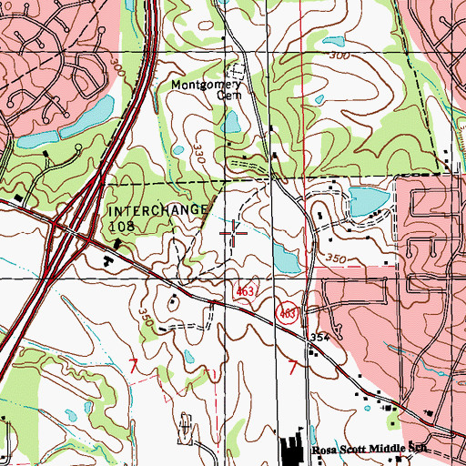 Topographic Map of Madison City Lake Dam, MS
