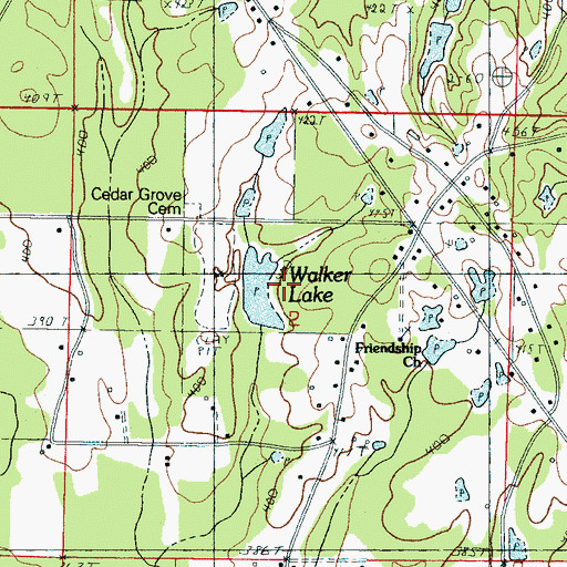Topographic Map of Clyde Walker Lake Dam, MS