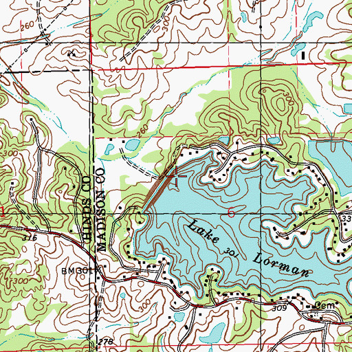 Topographic Map of Lake Lorman Dam, MS