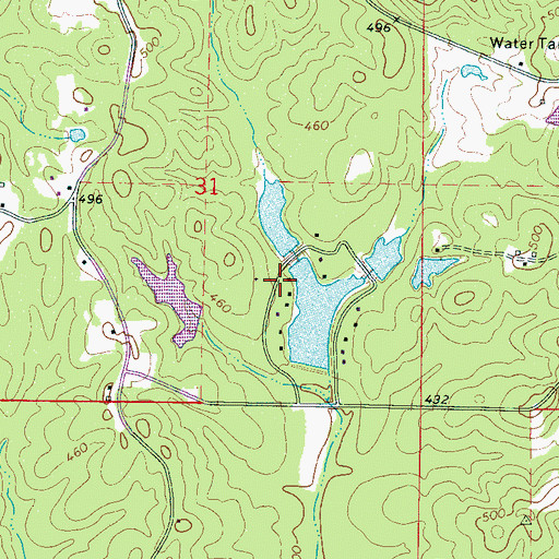 Topographic Map of Willow Lake Dam, MS