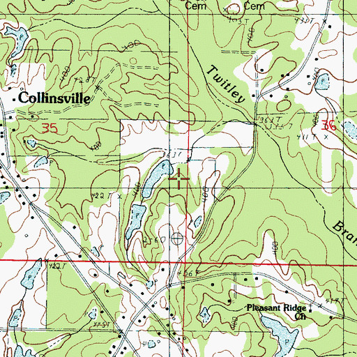 Topographic Map of R R Vance Pond Dam, MS