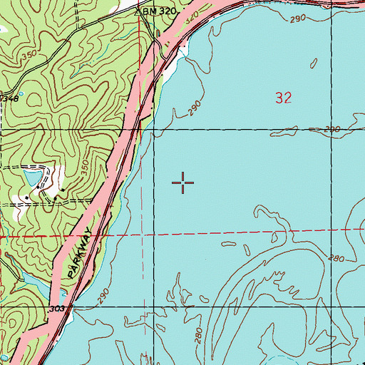 Topographic Map of Pelucia Watershed Y-33a-14 Dam, MS