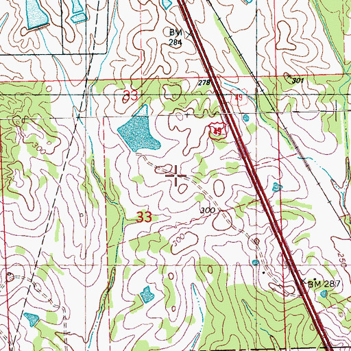 Topographic Map of W H Lane Dam, MS