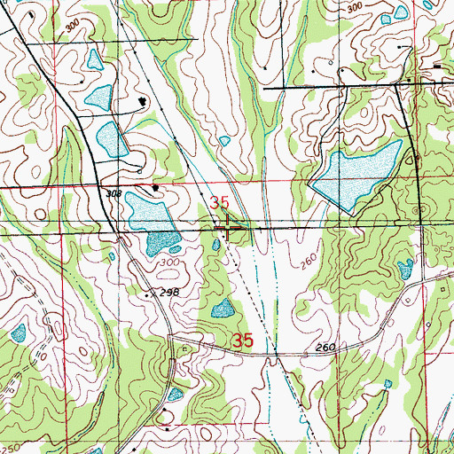Topographic Map of Tom Virden Lake Dam, MS