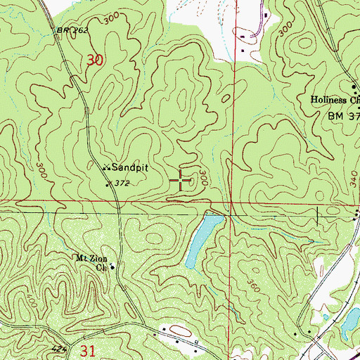 Topographic Map of Charles Steele Pond Dam, MS
