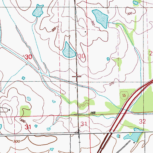 Topographic Map of O J Andy Lake Dam, MS
