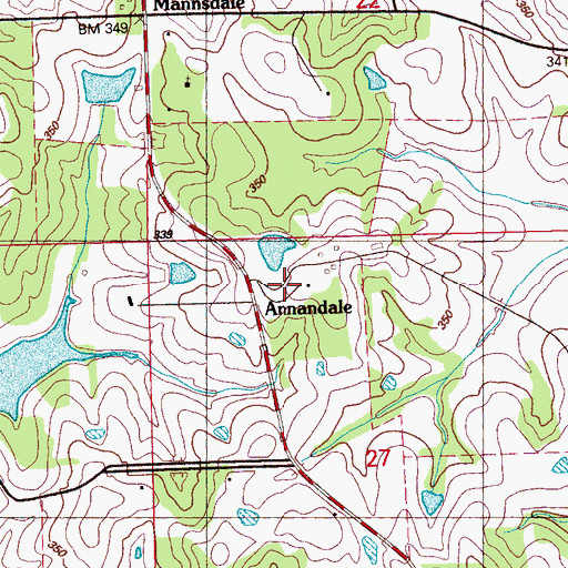 Topographic Map of J W Hartfield Lake Dam, MS