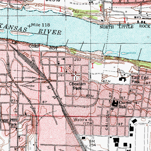 Topographic Map of Cheetam Park, AR