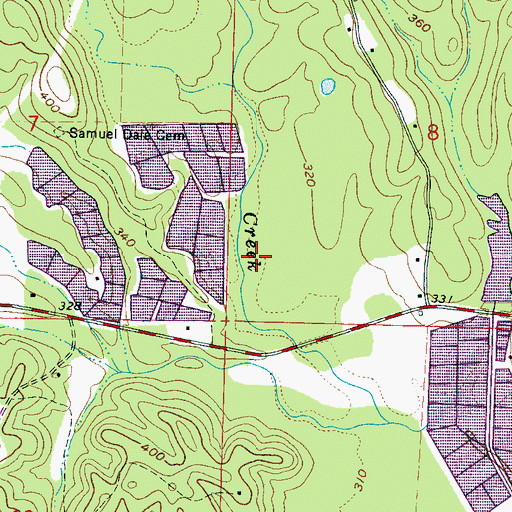 Topographic Map of Covington Fish Ponds Dam, MS