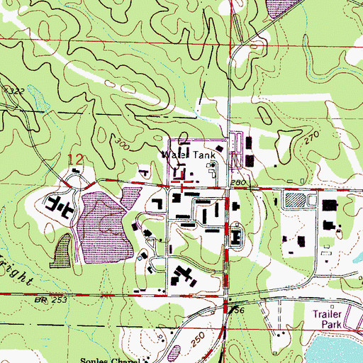 Topographic Map of Lake Helen Dam, MS
