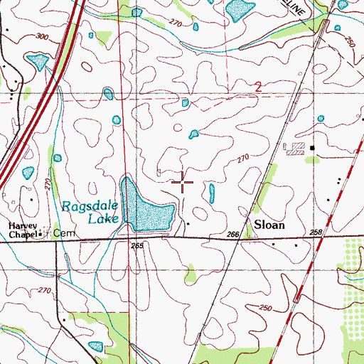 Topographic Map of M E Ragsdale Pond Dam, MS
