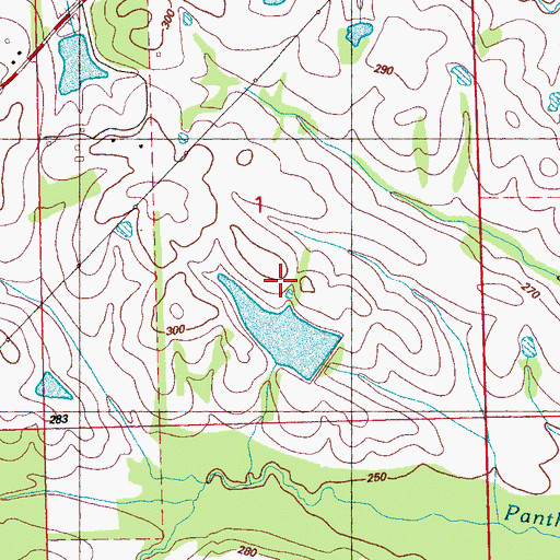 Topographic Map of Kendall Quinn Lake Dam, MS