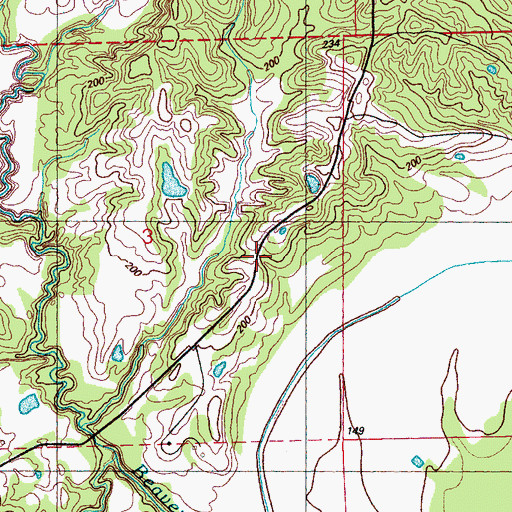 Topographic Map of Herbert Lee Lake Dam, MS