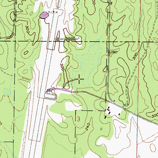 Topographic Map of Lake Lucille Dam, MS
