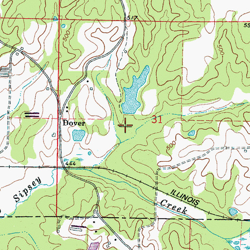 Topographic Map of Dooley Lake Dam, MS