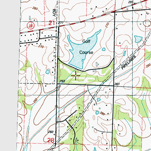 Topographic Map of Canton Country Club Lake Dam, MS