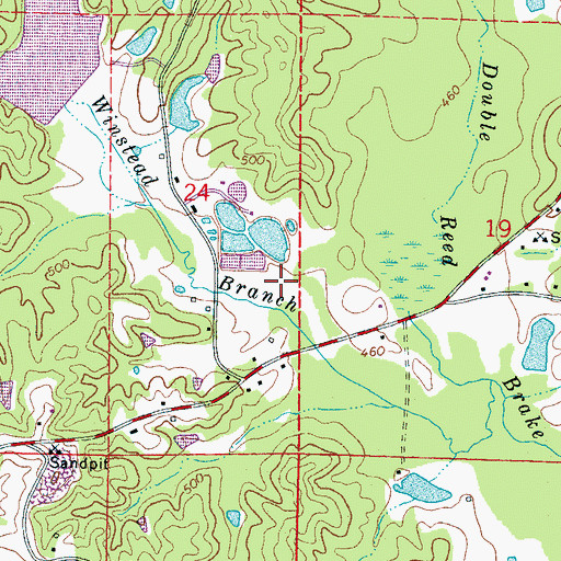 Topographic Map of Jack Winsted Lake Dam, MS