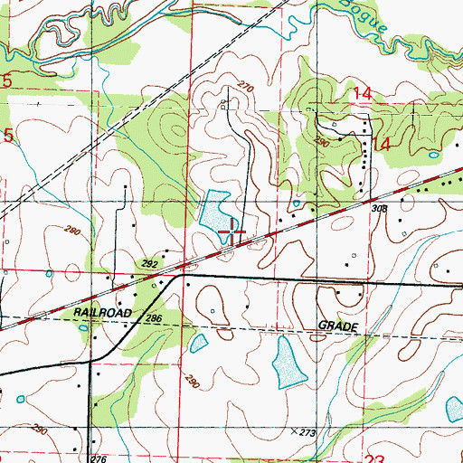 Topographic Map of B D Weeks Lake Dam, MS