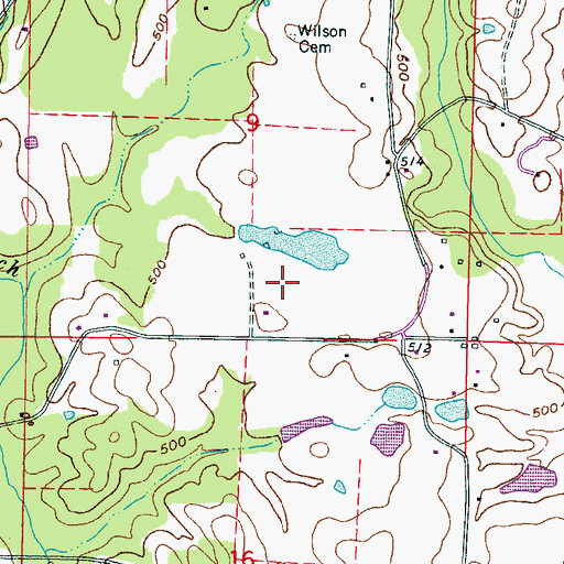 Topographic Map of Hester Lake Dam, MS