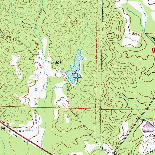 Topographic Map of George Posey Lake Dam, MS