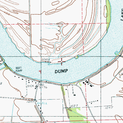Topographic Map of Lake Dick Dam, MS