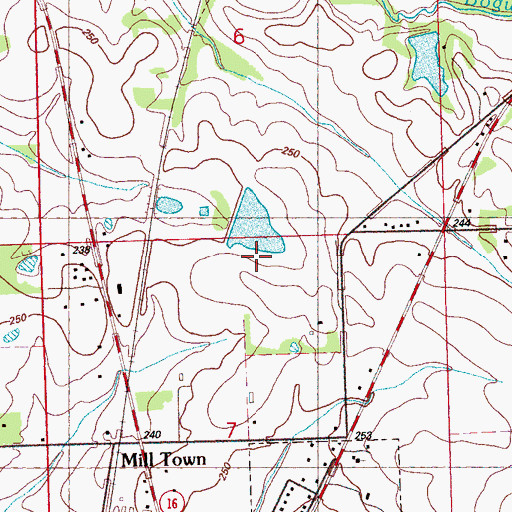 Topographic Map of Clyde Edwards Lake Dam, MS