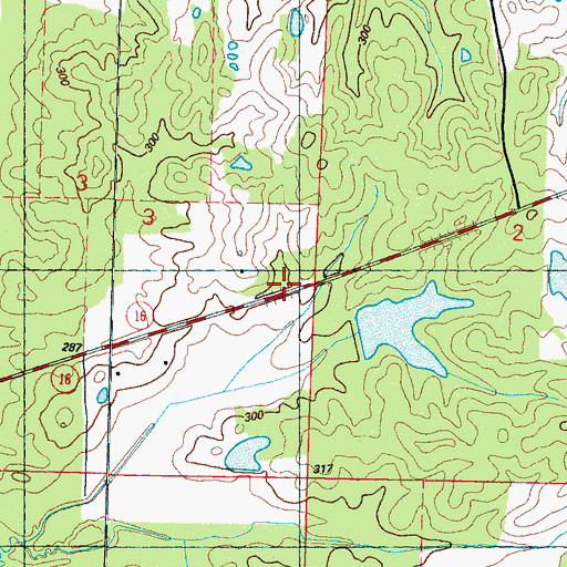 Topographic Map of Bennett Lake Dam, MS