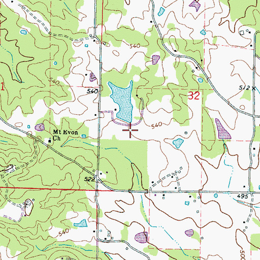 Topographic Map of Laird Lake Dam, MS