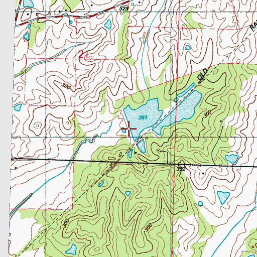 Topographic Map of Huckleberry Lake Dam, MS