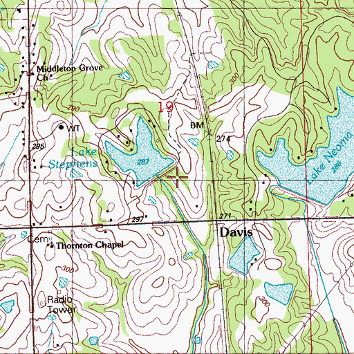 Topographic Map of B H Cooper Lake Dam, MS