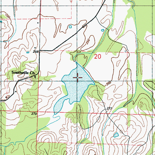 Topographic Map of L S Farms Lake Dam, MS