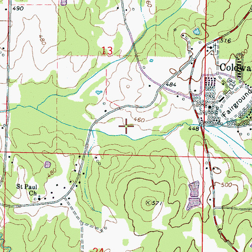 Topographic Map of Bill Turner Lake Dam, MS