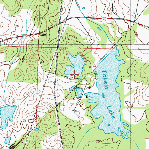 Topographic Map of Tip Ray Lake Dam, MS