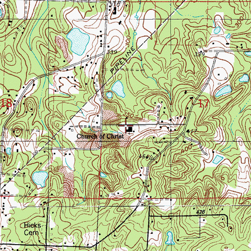 Topographic Map of Church of Christ, AR