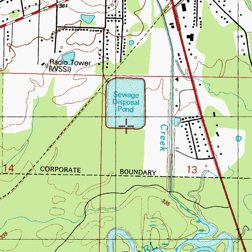 Topographic Map of Carthage Sewage Lagoon Dam, MS