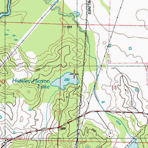 Topographic Map of Hassley-Herron Lake Dam, MS