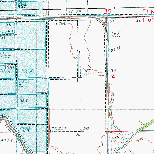 Topographic Map of Purddy and Sons Catfish Ponds Dam, MS