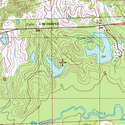 Topographic Map of Bob Ray Lake Dam, MS