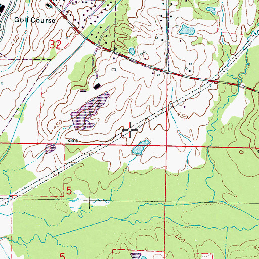 Topographic Map of Country Club Lake Dam, MS